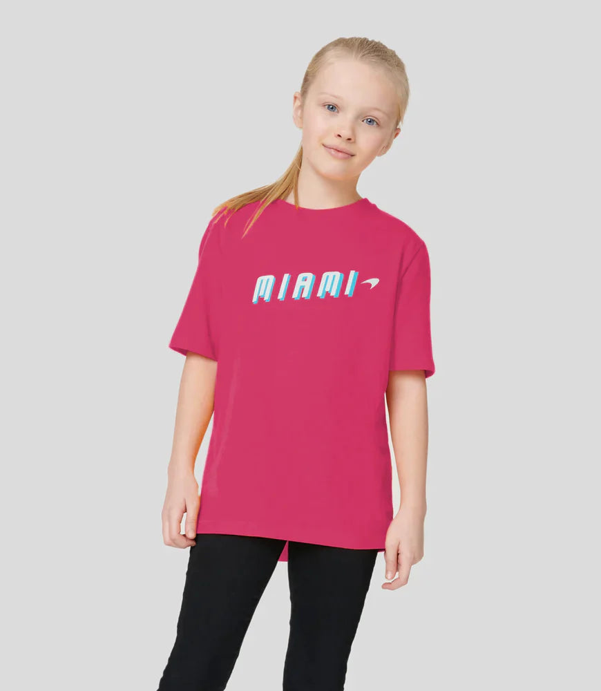 McLaren 2023 Miami Neon Logo T-shirt Pink Junior